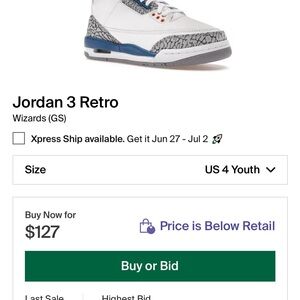 Jordan 3 Retro Kids Sneakers - White and Blue